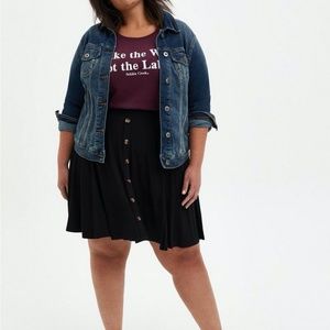 NWT TORRID Jersey Button Down Black Midi Skirt Women Plus Curvy |Size 2X (18-20)